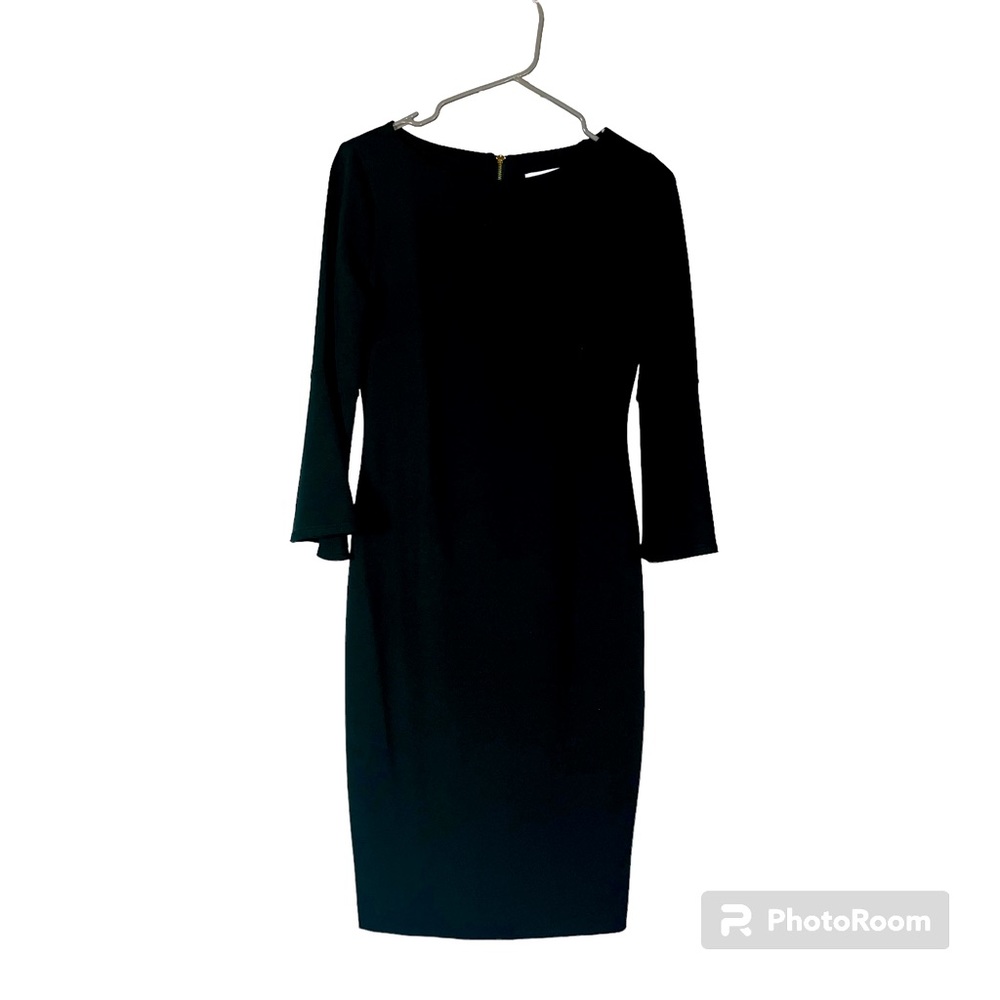 NWT Nine West Womens Size M Black Sheer Long Sleeve Dress w/ Sheer Overlay
